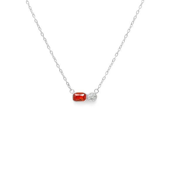 Say It With January Garnet Birthstone Necklace - Silver Plated