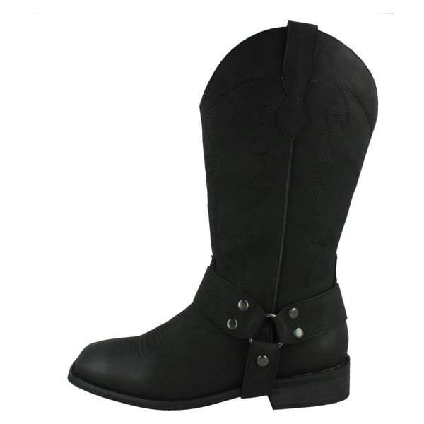 Spot On Ladies Spot On Low Heel Cowboy Boots with Ring Trim Strap F51234