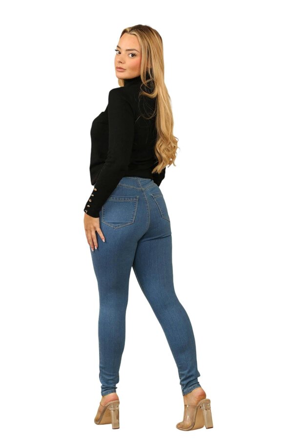 High-Waisted Skinny Jeans – Classic Blue Wash