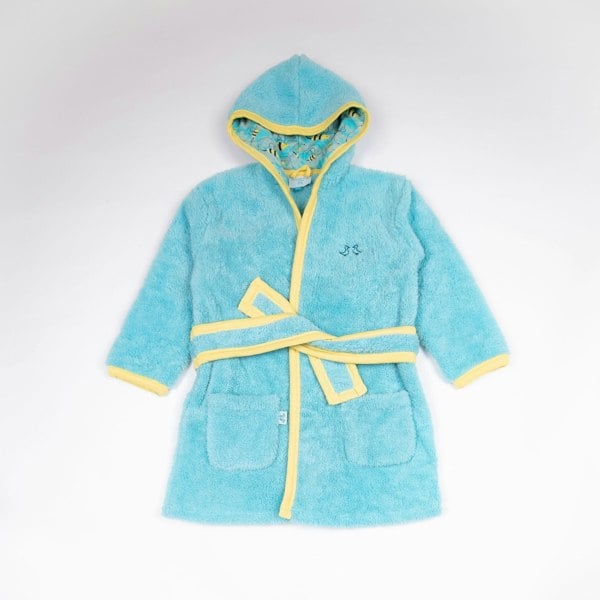 Luca and Rosa Busy Bees Light Blue Boys Fleece Dressing Gown