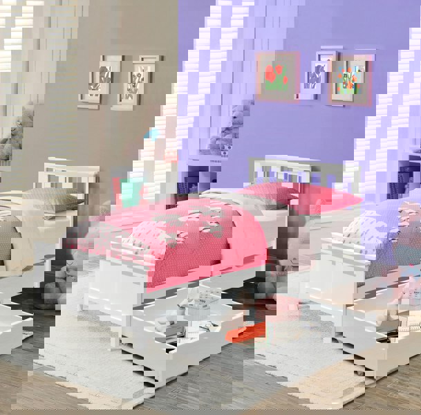 Comfy Living 3ft Wooden Bedframe With 2 Pull Out Drawers Caramel Grey White Bedroom Furniture