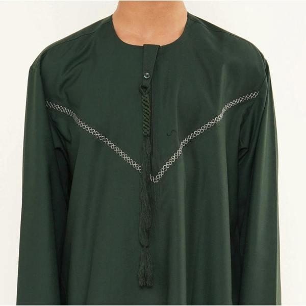 HM10 - Boy's Thobe Emirati Omani Zipped Jubba - Green - Thobez - 10