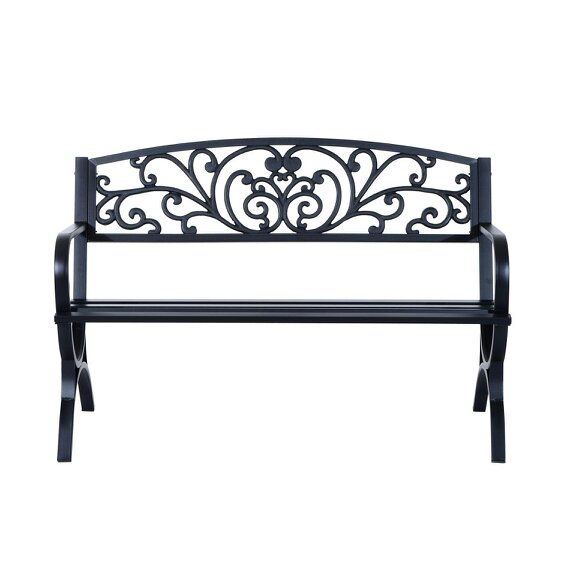 Wyld Haus Yota Nile 127cm Steel Black Powder Coated Garden Bench