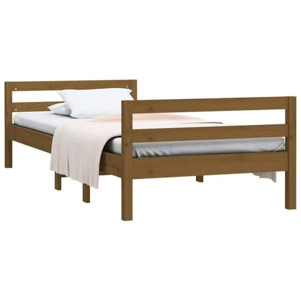 Berkfield Bed Frame Honey Brown 75x190 cm 2FT6 Small Single Solid Wood Pine