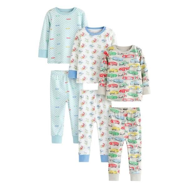 Cath Kidston Childrens/Kids Snuggle Cars Cotton Pyjama Set (Pack of 3) - Multicoloured - 