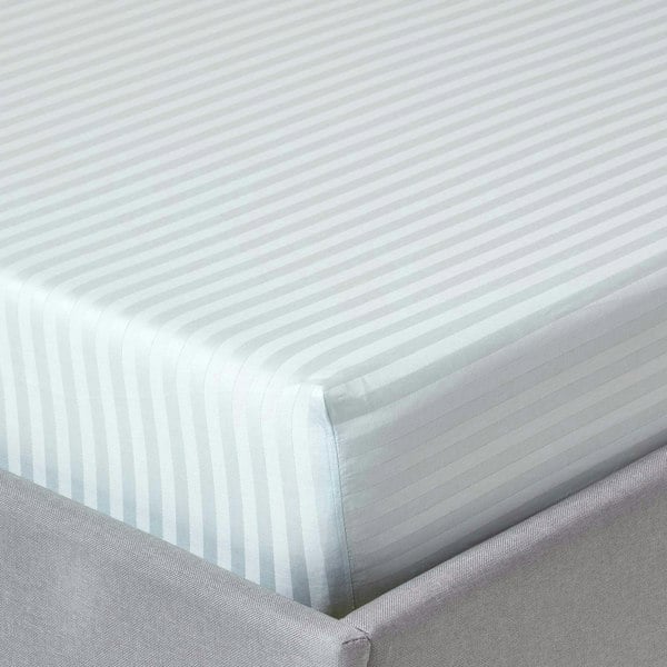 HOMESCAPES Silky 330 TC Egyptian Cotton Satin Stripe Fitted Sheet – 30 cm Deep