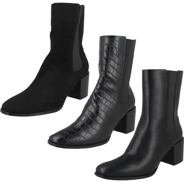 Spot On Ladies Spot On Chunky Blocked Heel Ankle Boots F51128