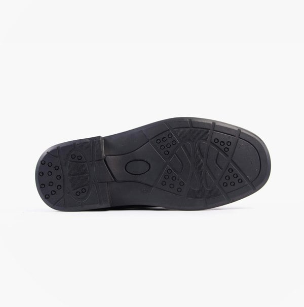 Roamers MILTON Mens Leather Tramline Gibson Shoes Black