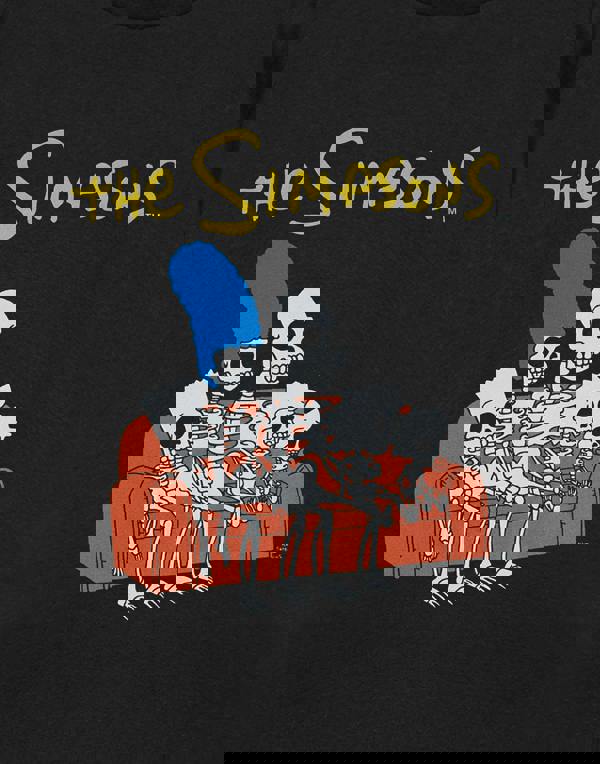 The Simpsons Mens Black Skeleton Couch Short Sleeved T-Shirt