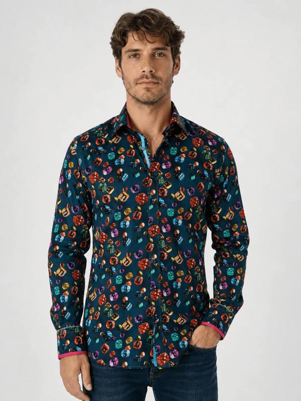 CL26120 Navy Dice - Claudio Lugli Shirts