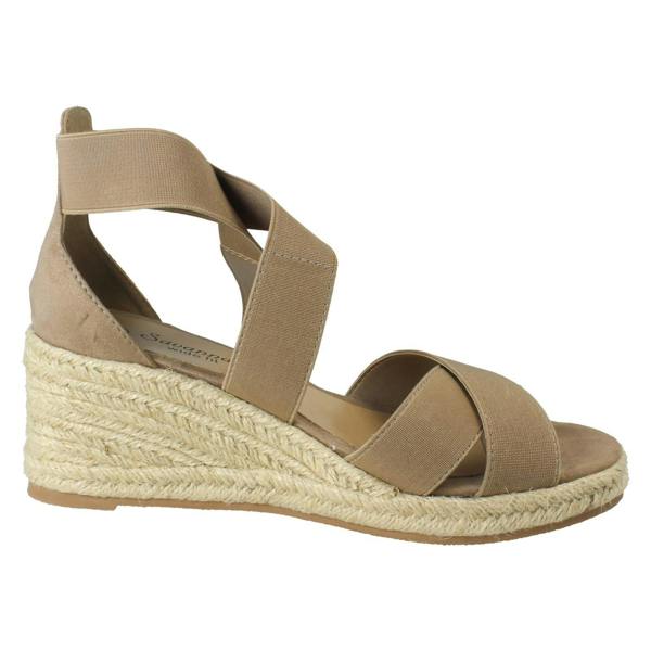 Savannah Ladies Savannah Elasticated Strap Wide Fit Wedge Heel Sandals F2308