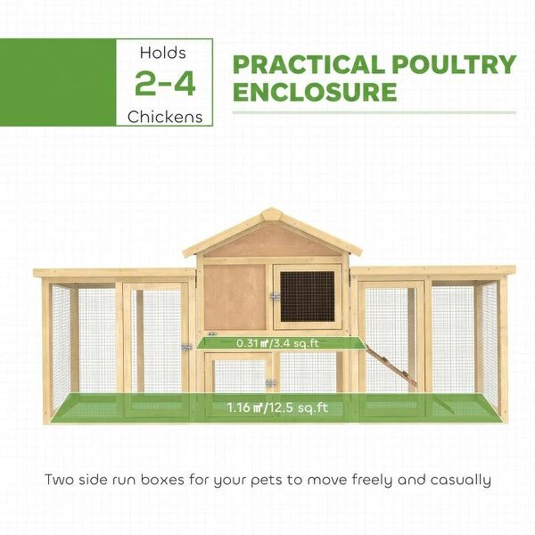 Large Chicken Coop, Wooden Outdoor Chicken Cage Poultry Hen House with Nesting Box
