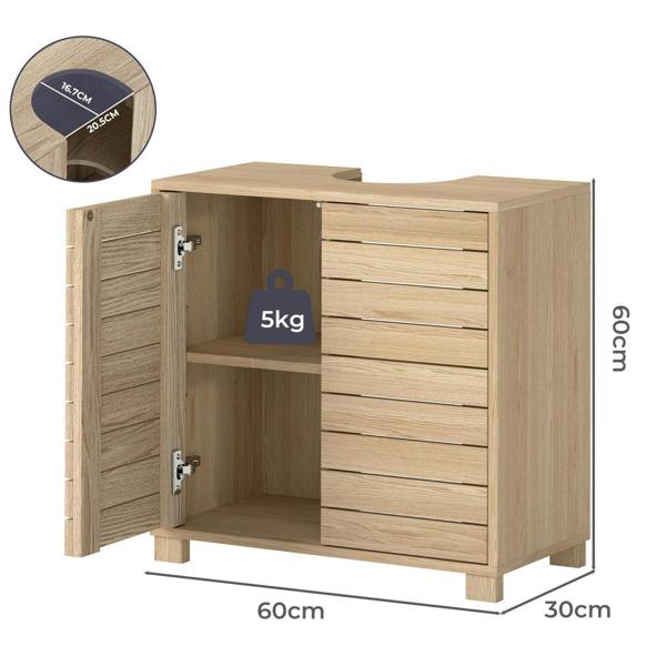 Levede Bathroom Under Sink Cabinet Basin Storage Cupboard 2 Door Oak Vanity Unit