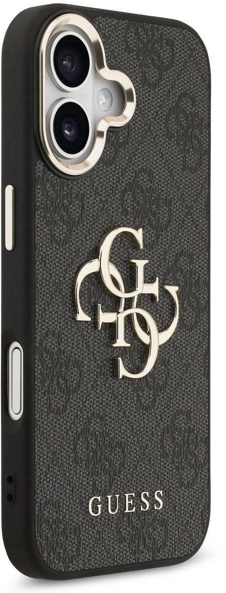 Guess PU Leather 4G Big Logo Gold Frame Case for iPhone 17 6.3" Black - GUHCP17S4GMGCGR