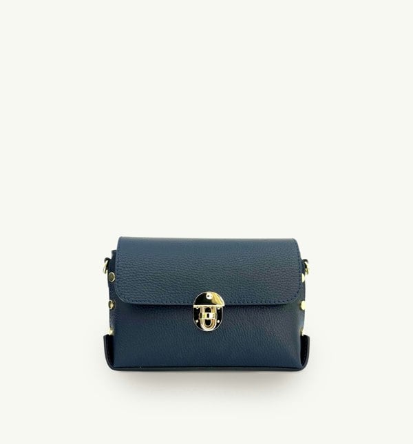 Apatchy London The Bloxsome Leather Crossbody Bag - Navy