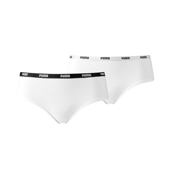 Puma 2-Pack Classic Logo Low-Rise Hipster Briefs, White
