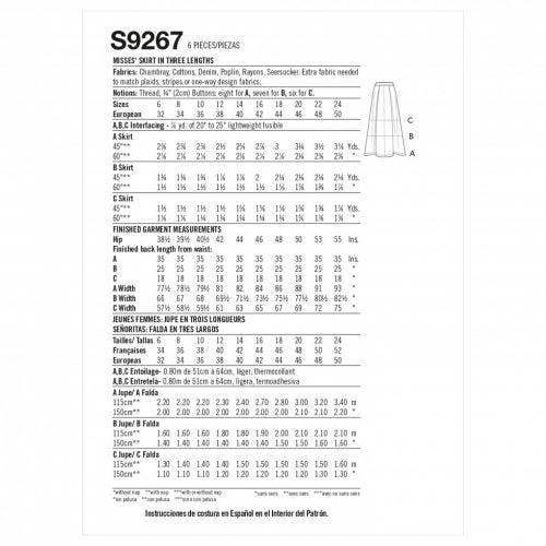 Simplicity Sewing Pattern 9267, Skirts for Women, H5 (6-8-10-12-14) - Intermediate