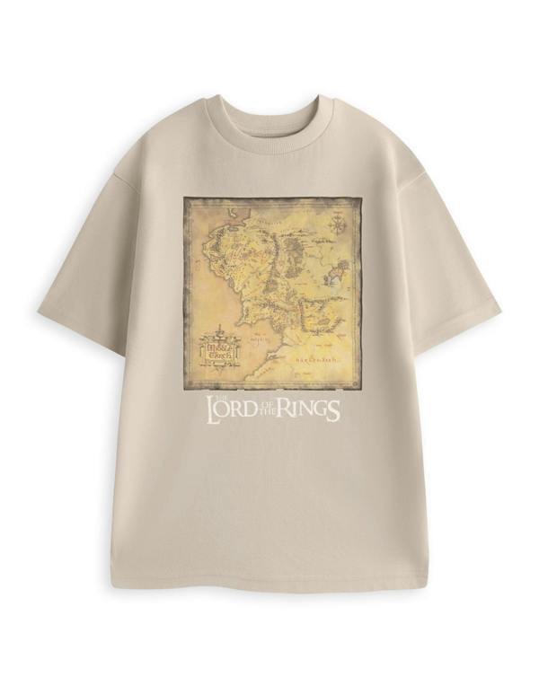 Lord Of The Rings Unisex Beige Map Short Sleeved T-Shirt