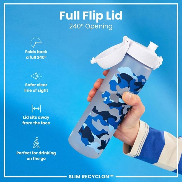 ION8 Leak Proof Slim Water Bottle, Recyclon, Camouflage, 500ml (18oz)