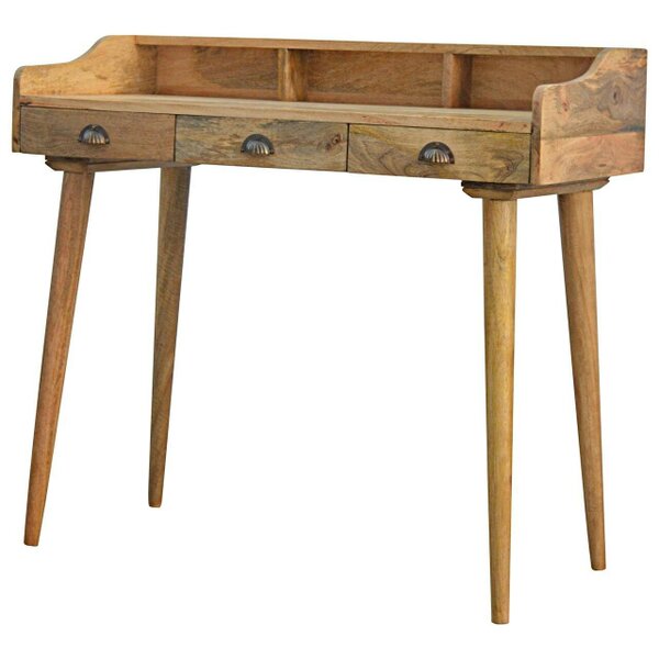 Wyld Haus Taormina Retro Mango Wood Back Writing Desk Shell Knob