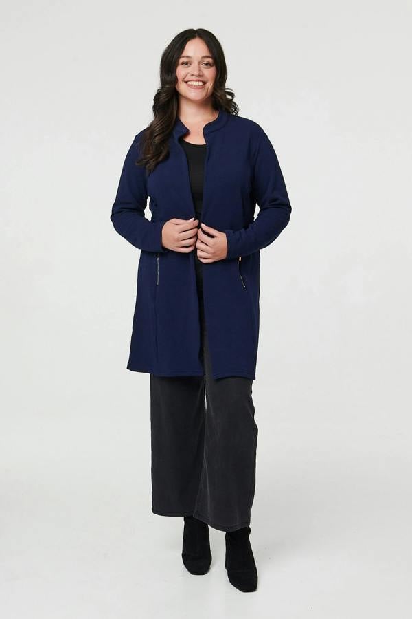 Navy | Curve Open Front Longline Knit Jacket