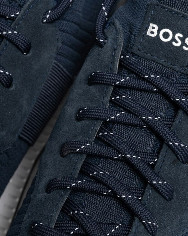 BOSS Orange Titanium_Runn Mens Structured-Knit Sock Trainers With Branding NOS - Dark Blue 401