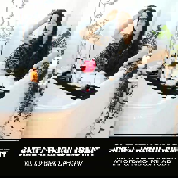 MANTRARAJ Bamboo Bath Caddy Wooden Bathtub Bridge Rack With Storage Shelf Organizer Tray