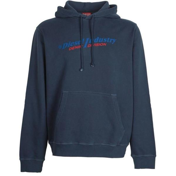 Diesel Mens Industry Denim Division Hoodie - Navy Blue - 