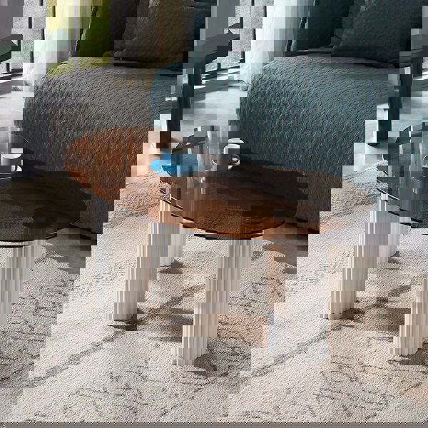 Lunar Coffee Table, Glass-Weilai Concept-Brown Top-White Legs-Weilai Concept