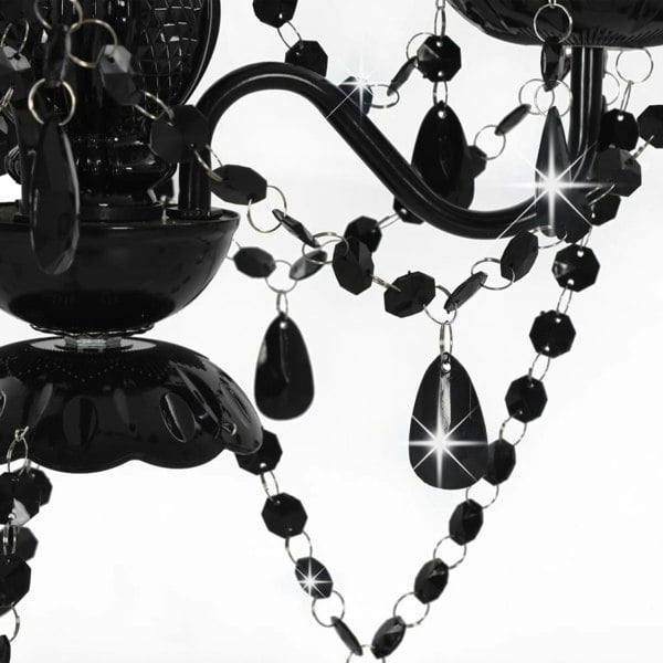 Berkfield Chandelier with Beads Black Round 3 x E14