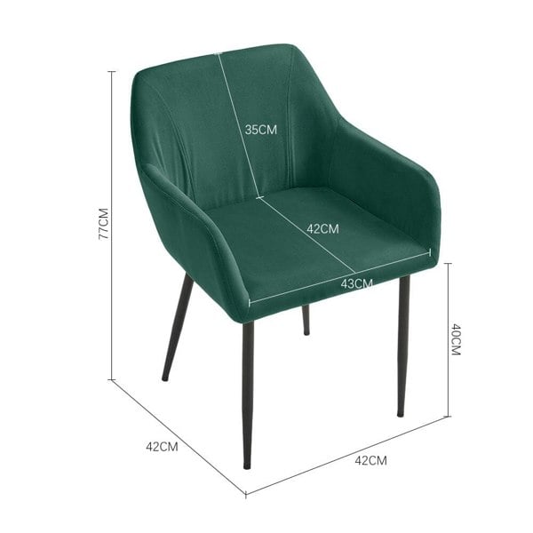 Upholstered Chair with Armrests and Metal Legs Living and Home Green