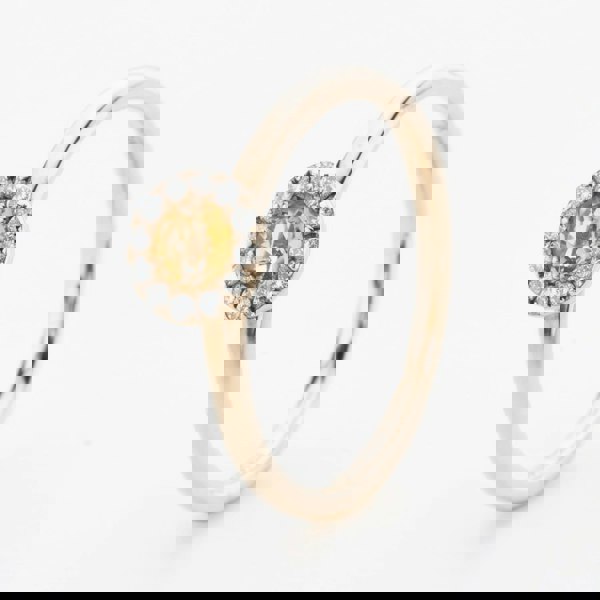 T. H. Baker 9ct Yellow Gold Brilliant Cut Citrine & Diamond Cluster Ring NTR832CITD-9YG