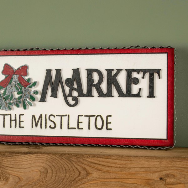 Samuel Alexander 82cm White Wooden Christmas Market Hanging Sign