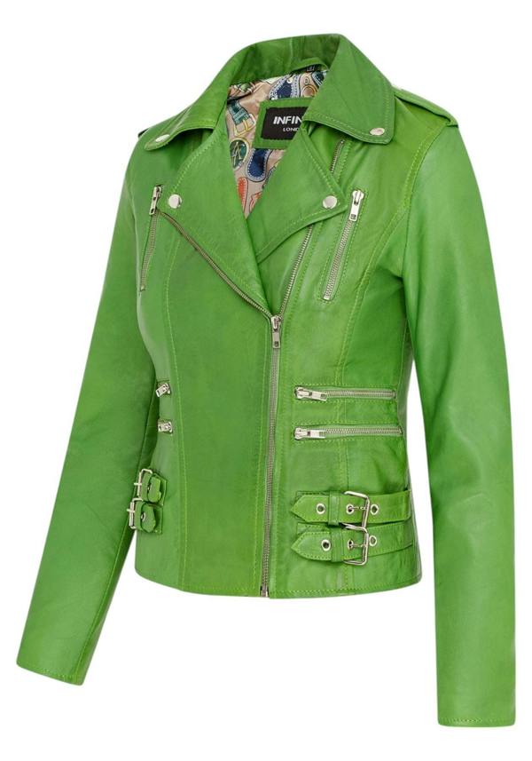 Infinity Leather Womens Leather Vintage Brando Biker Jacket-Orlando