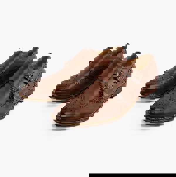 Goor JOSEPH Mens Mens Brogue Monk Shoes Brown