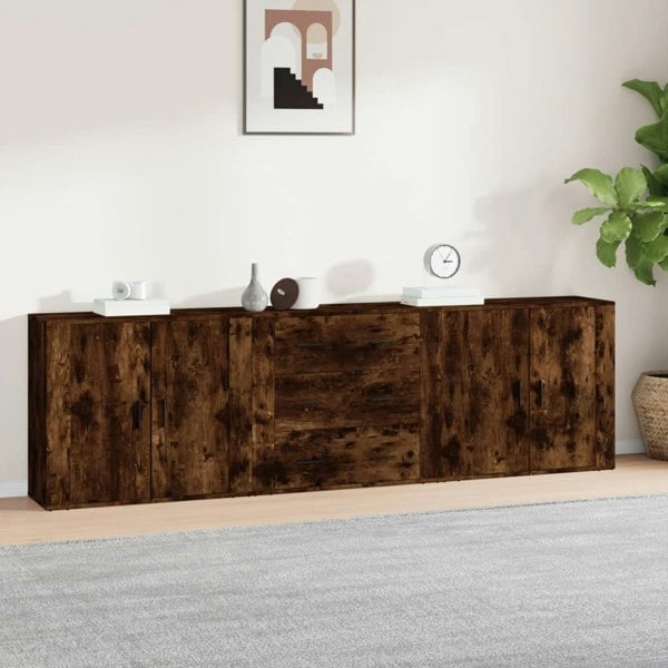 Berkfield Sideboards 3 pcs Smoked Oak Engineered Wood