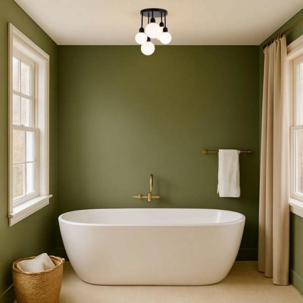 COSYLYTE Broome Bathroom 5 Light Opal Glass Ceiling Light
