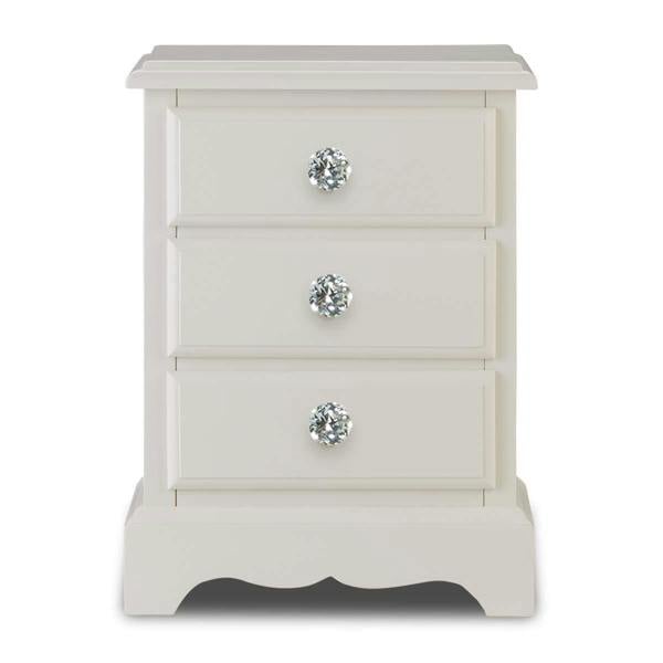 Statement Furniture Romance French Style Bedside Table with Crystal Handles Assembled
