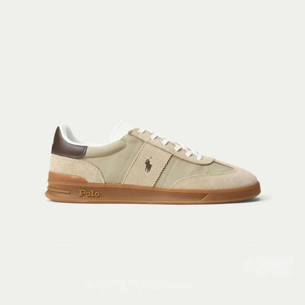 Polo Ralph Lauren Polo Ralph Lauren HRT AERA PP Mens Court Trainers Milkshake/Dark Brown