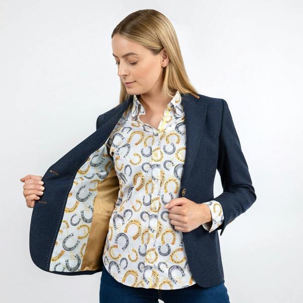SIGNATURE EQUESTRIAN WOMENS JACKET WITH ELBOW PATCH – Premium Men's Patterned Shirt by Claudio Lugli | Bold Design, Tailored Fit, Best Printed Shirts