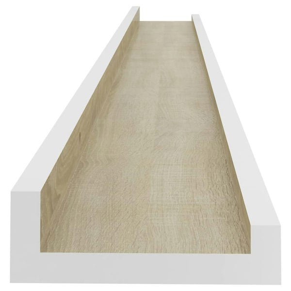 Berkfield Wall Shelves 4 pcs White and Sonoma Oak 100x9x3 cm