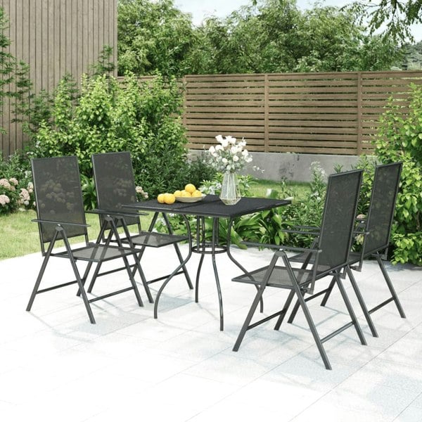 Berkfield 5 Piece Garden Dining Set Anthracite Steel