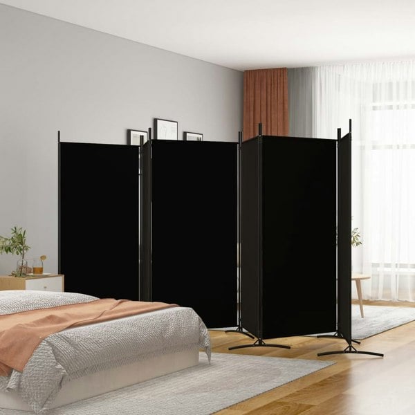 Berkfield 6-Panel Room Divider Black 520x180 cm Fabric