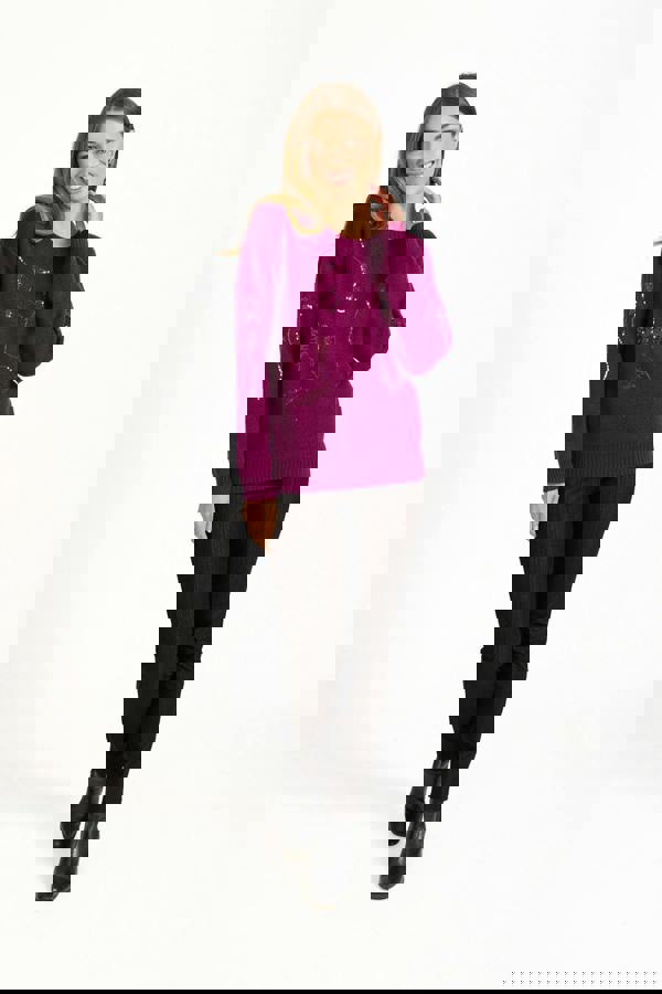 Flower Sequin Embellished Jumper