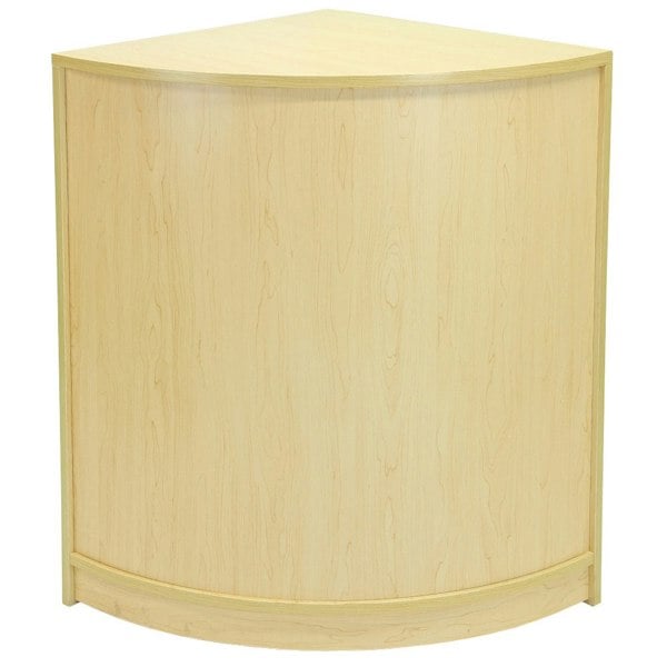 Zodiac Maple Shop Counter features a sleek, light maple finish with a curved design, perfect for retail displays and customer service