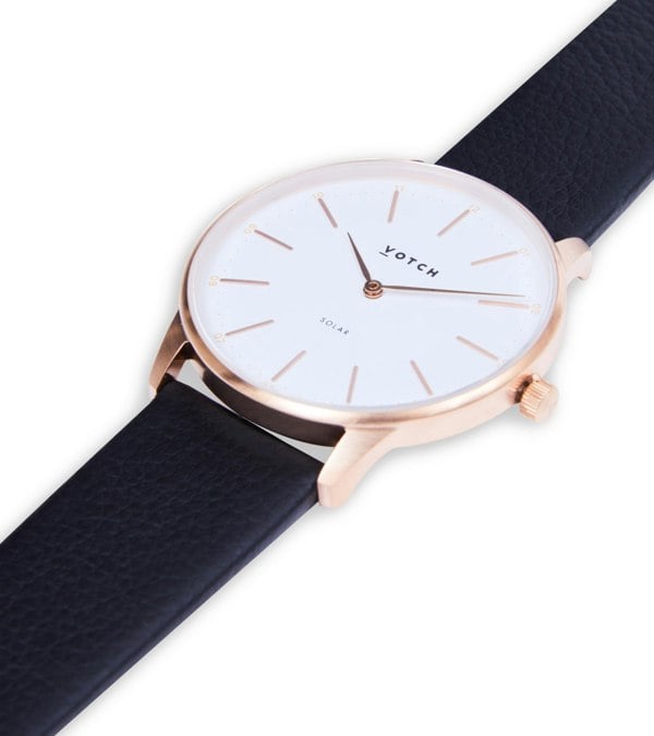 Votch Rose Gold & Black Watch | Solar Classic