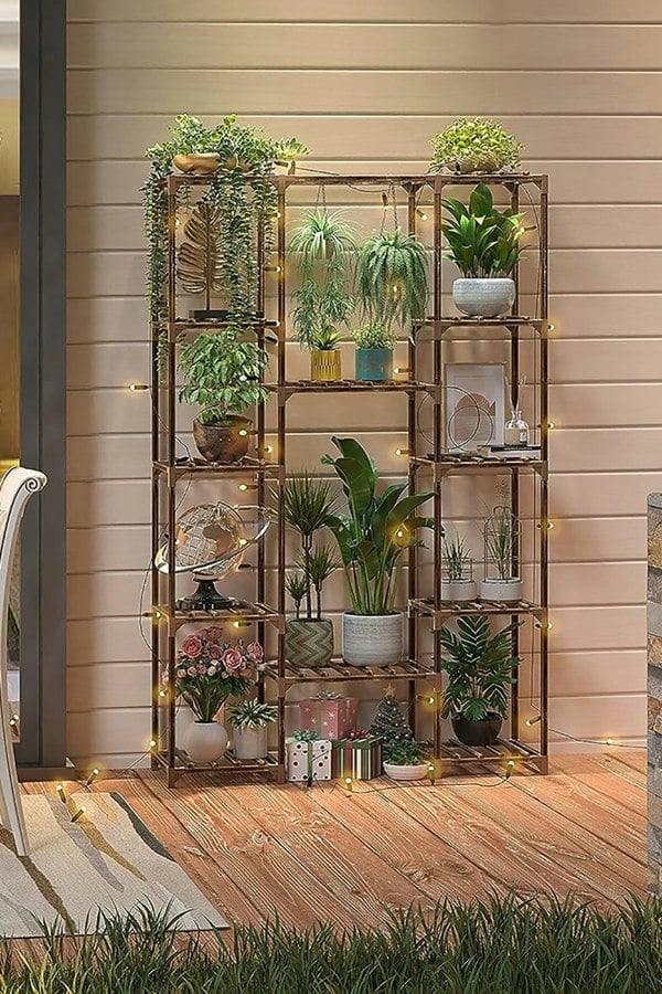 Living and Home Multi-tier Wood Plant & Flower Display Shelf