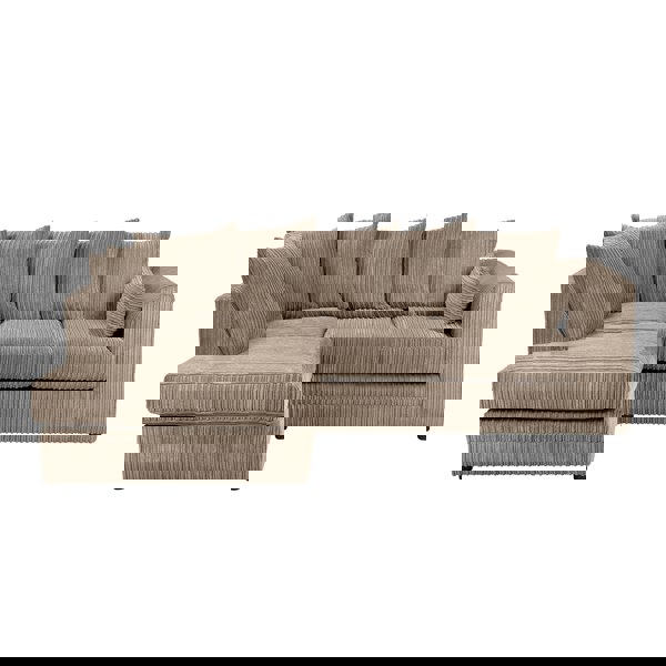 SQUAREBOXX Dylan Jumbo Cord 4 Seater Fabric Corner Sofa in Coffee
