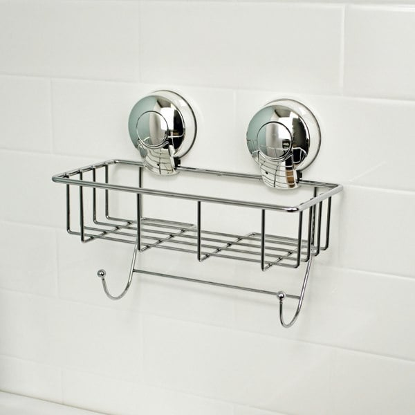 Showerdrape Suctionloc Chrome Steel Suction Wall Mounted Sponge Basket
