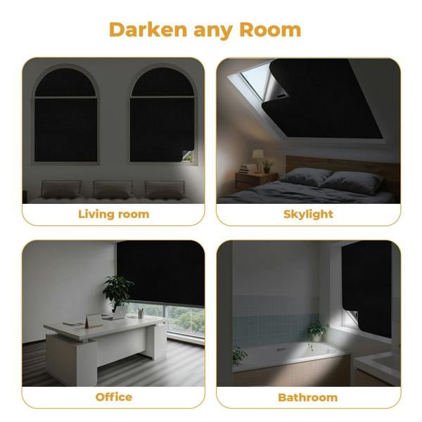 Marlow 2PC Blackout Blinds Stick On 100% Blockout Curtain for Window Shades Film